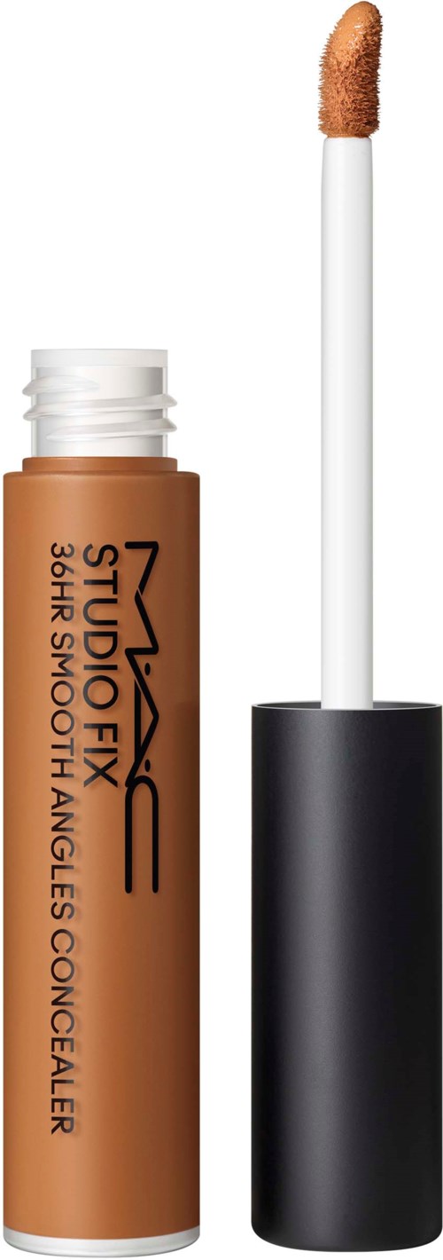 A beige concealer stick from MAC with applicator wand, labeled "Studio Fix 24H Smooth."