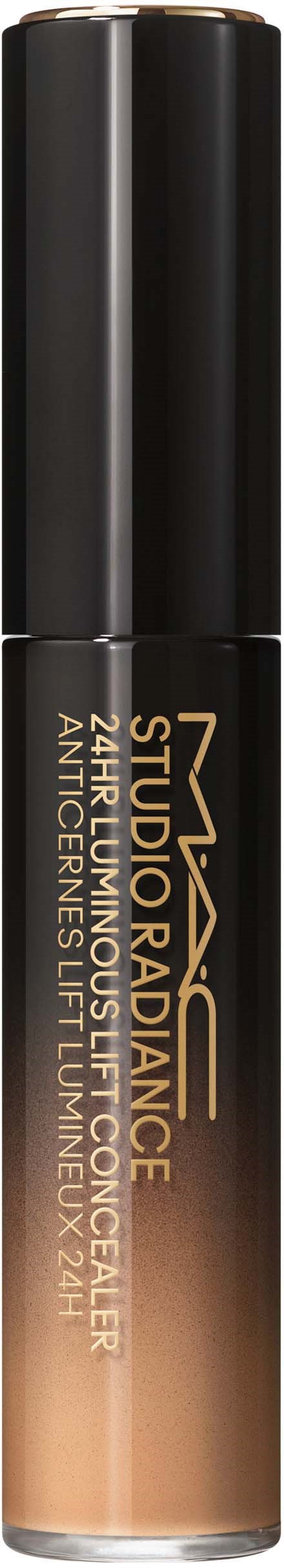 Eine Tube NYX Studio Radiance Foundation, schwarzer Deckel, mit goldener und beiger Aufschrift.