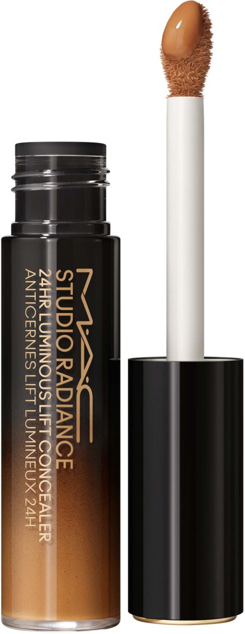 Ein Stick-Concealer mit weißem Applikator und schwarzem Deckel, zeigt Produktname und Beschreibung auf der Tube.