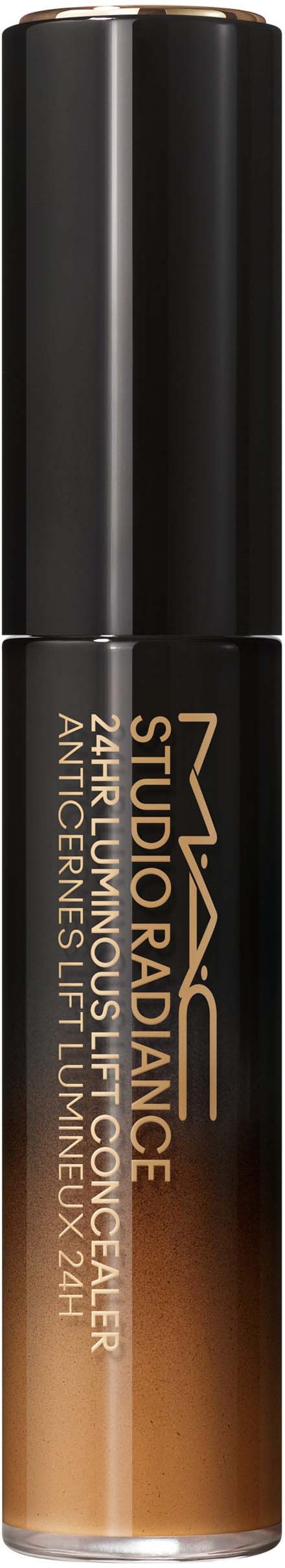 Foundationflasche mit schwarzem Deckel, gekennzeichnet NYX Studio Radiance. Es ist ein flüssiges Make-up-Produkt.