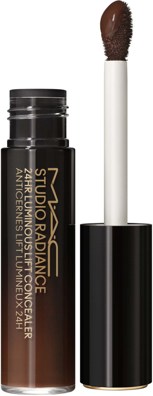 Ein braunes Lipgloss-Röhrchen mit einem weißen Applikator, halb geöffnet, zeigt das Produkt.