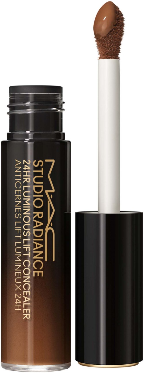 Lip gloss tube with a doe-foot applicator, labeled 'Studio Radiance' in gold on a black background.