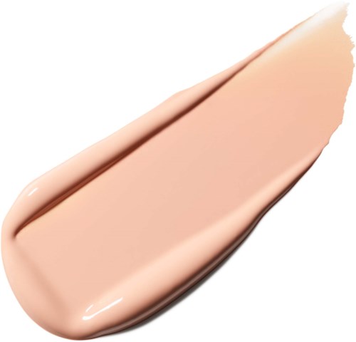 En stripe av beige flytende foundation på en hvit bakgrunn.