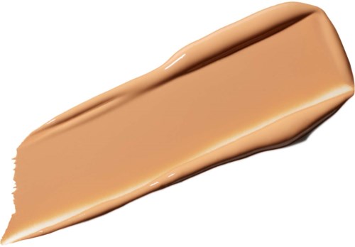 Flytende foundationprøve i beige nyanse med jevn, kremaktig tekstur.
