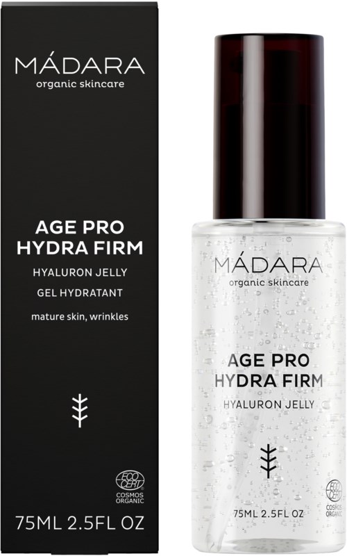 Ihomme on kasvosuihke, jonka laatikko on musta, ja siinä lukee 'Age Pro Hydra Firm' ja 'Hyaluron Jelly.'