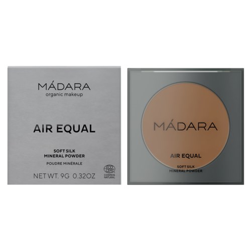 Two makeup products, one in a box with text and one in a round container with a transparent cover.