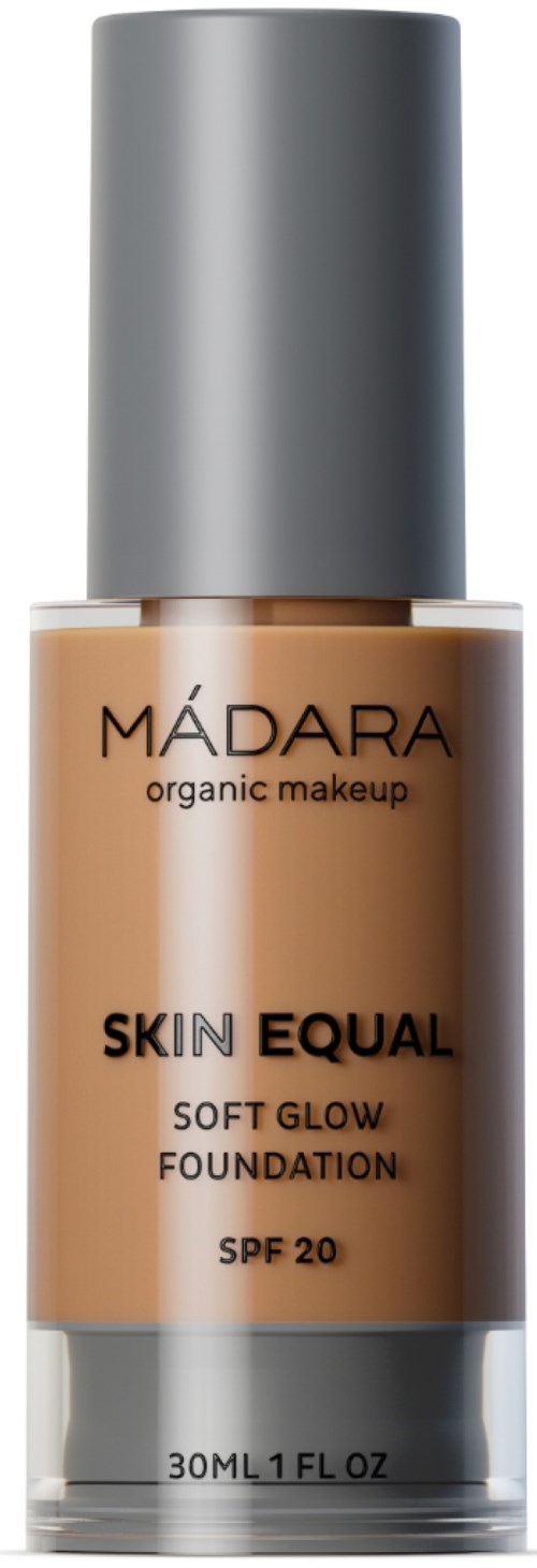 A bottle of Madara organic makeup foundation for skin, with SPF 20 and 30ml size.