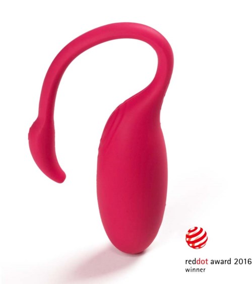 Pinkes, gebogenes Gerät mit rundem Ende und Griff, Gewinner 2016. Kompakte und glatte Form.