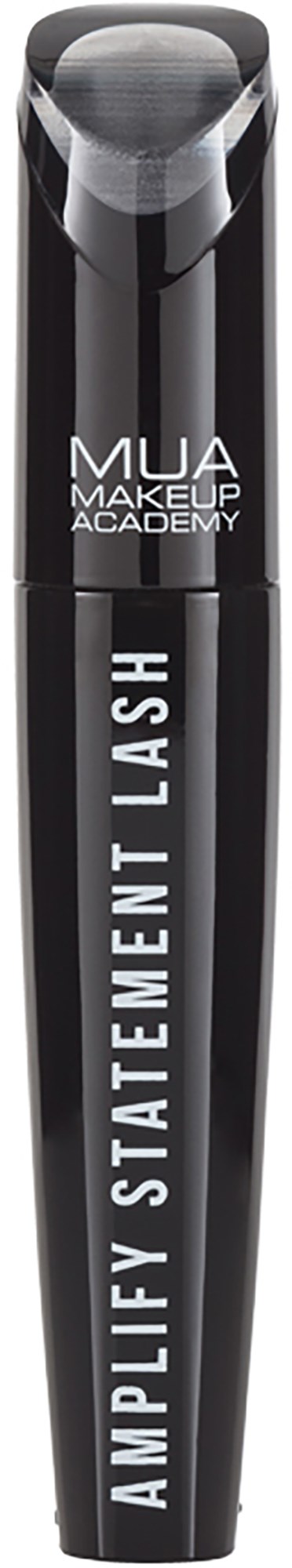 Musta ripsiväritube, jossa valkoinen teksti 'Ample Statement Lash' ja 'MUA Makeup Academy.'