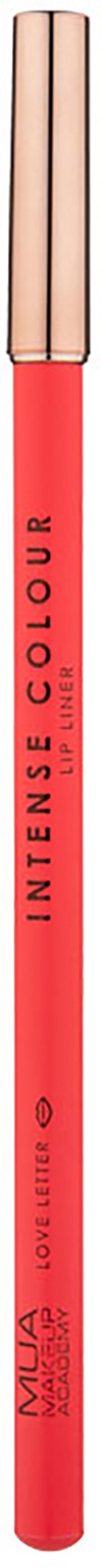 Punainen huultenrajauskynä kullanipun kanssa, teksti 'Inlines Colour'.