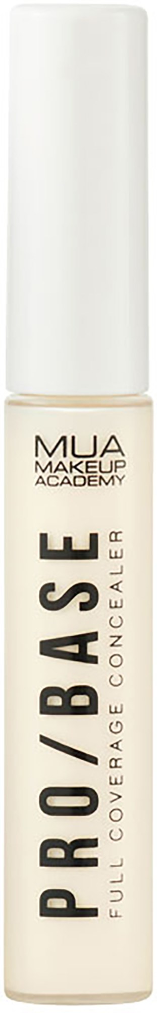 Valkoinen putki mustalla ja kullata tekstillä, merkintä 'PROFUSE Full Coverage Concealer' MUA Makeup Academyltä.