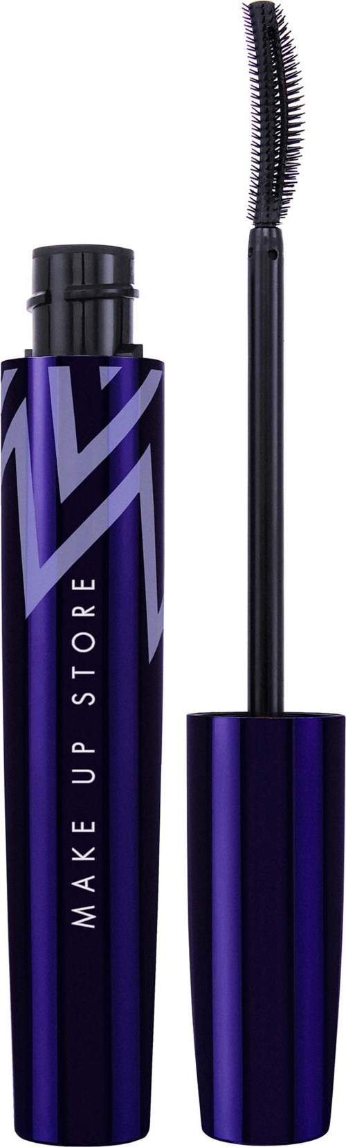 Lila Mascara-Hülse mit Wimpernbürste und Text MAKE UP STORE.