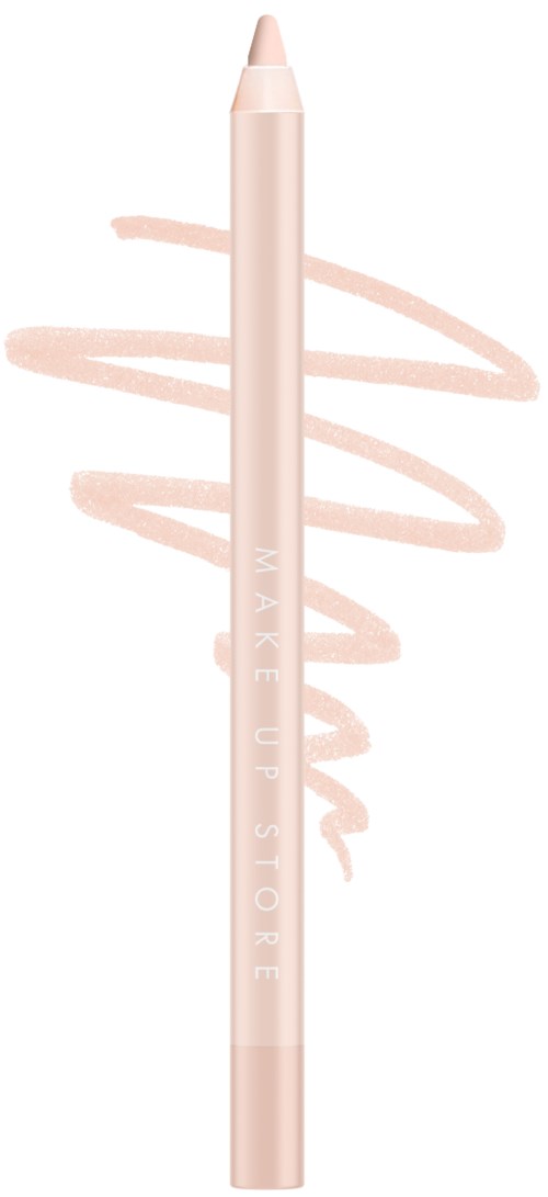 Een lichtroze make-up pen met dekseltje, met een swirl van make-upproduct eromheen.