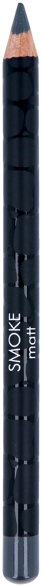En svart eyeliner-penna märkt "SMOKE mat" med spetsad spets och en texturerad kropp.