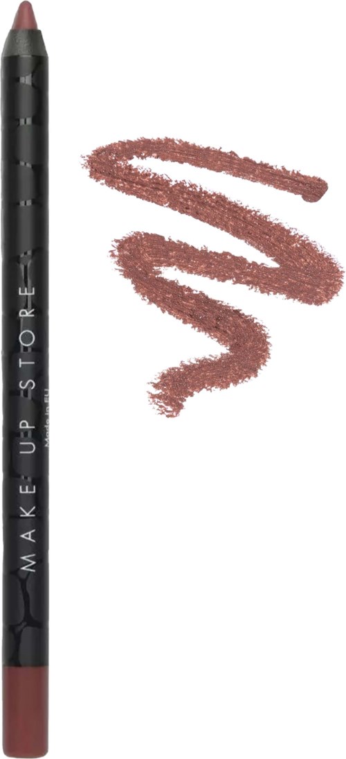Een make-uppotlood met de tekst "Make Up Store" en een roze-bruin streep ernaast.
