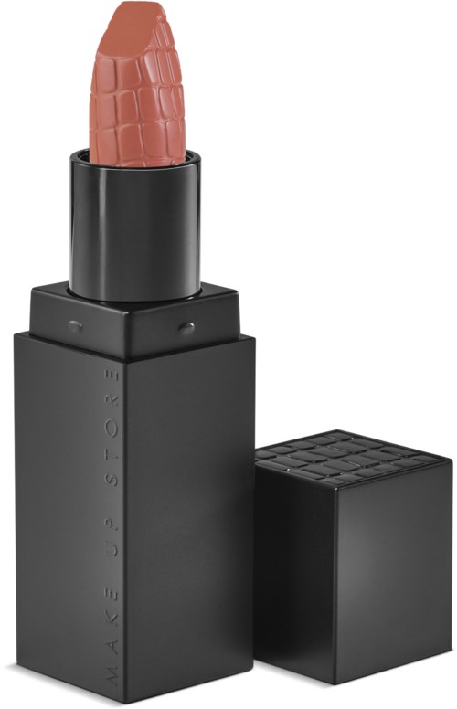 Ett sminkläppstift med svart fodral och en nude rosa nyans.