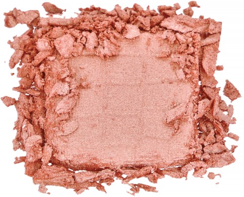 En krossad rosa ögonskugga med fyrkantig form och ett pulveraktigt, texturerat ytan.