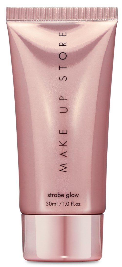 Rosa tub med makeupprodukt som heter 'Strobe Glow' med 30 ml kapacitet.