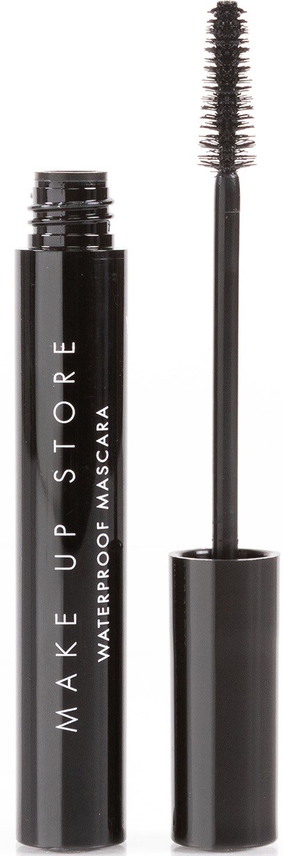 En svart vattentät mascara-rör med borste, märkt 'Make Up Store'.