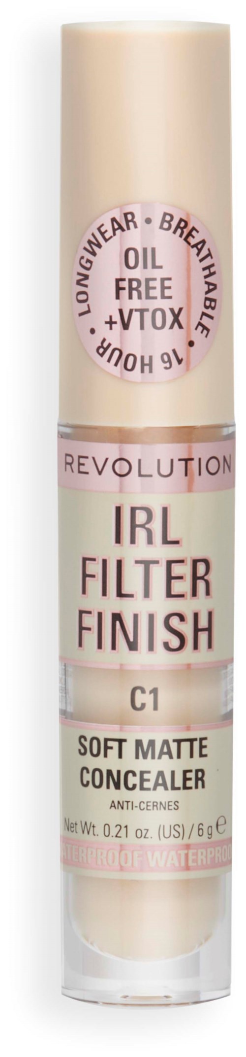 Een concealer-stift met "IRL FILTER FINISH", zachte matte afwerking, olie-vrij en anti-cernes. 6 g.