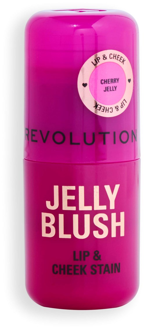 Roze container met 'Jelly Blush' voor lippen en wangen met kersengelgeur.