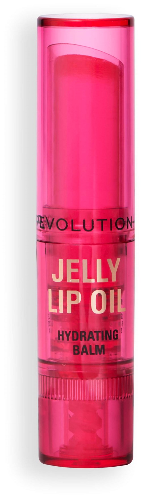 A pink stick tube labeled 'Jelly Lip Oil Hydrating Balm'. It is a skincare product for lips.