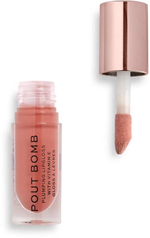 Een roze lipglossflesje met een witte applicator van een roze tint.