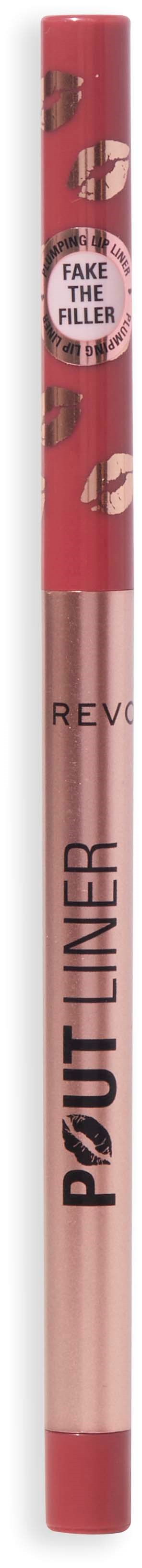 Ein rosa Lippenkonturenstift mit Deckel, beschriftet 'PRO LIP LINER' und 'FAKE UP FILLER.'