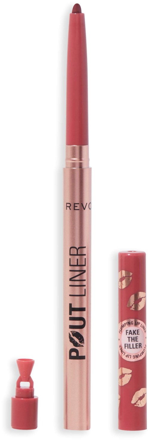 Lippenkonturstift mit Deckel, rosa Körper und Text, zeigt dass er für Lippen ist und ausziehbar.