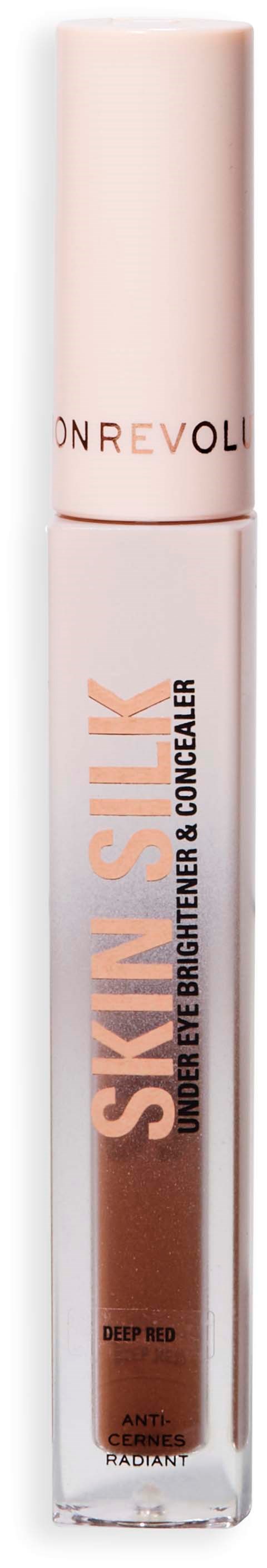 Een concealer in een tube met een roze dop, labeled "Skin Slim" en "Luminating Brightener & Concealer."