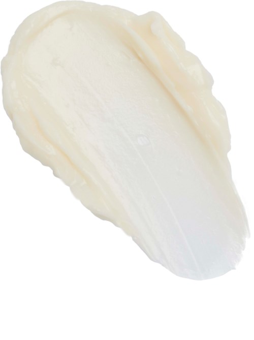 Een bol wit ijs met een gladde, romige textuur en een licht langwerpige vorm.