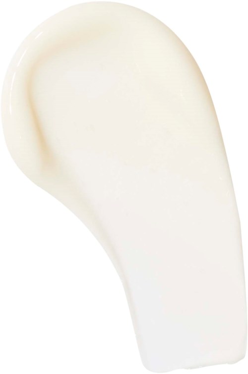 Een witte lepel of spatel met een gebogen vorm en een plat handvat.