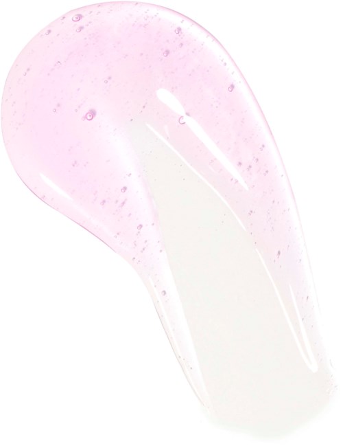 A pinkish, semi-transparent gel with bubbles, shaped like a teardrop or drop. It looks soft and smooth.