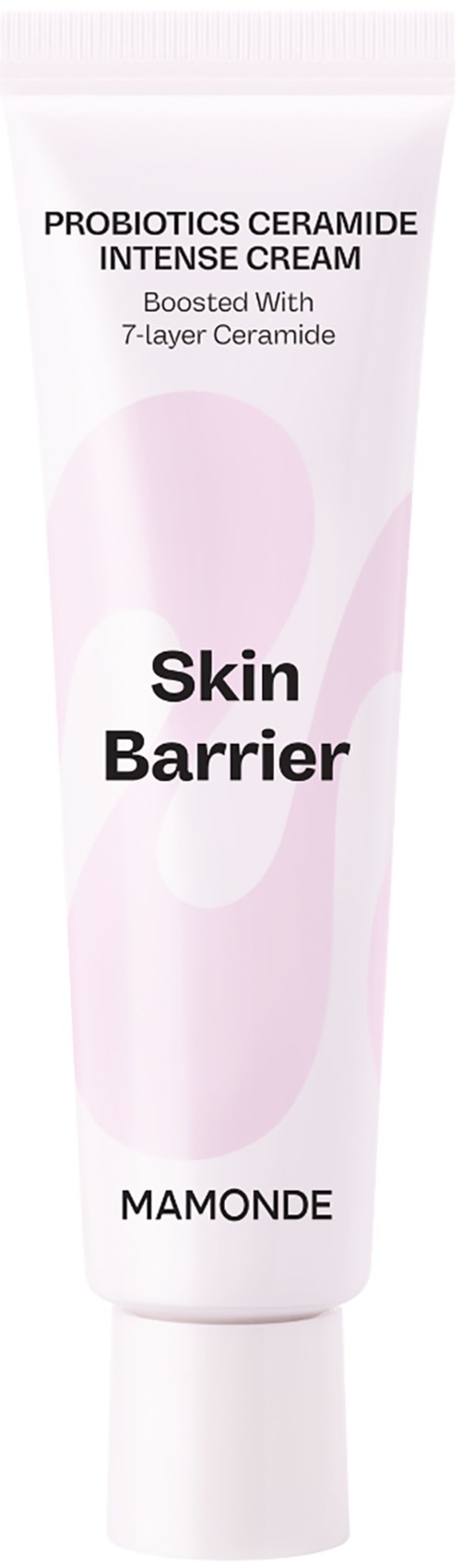 Witte tube met 'Skin Barrier' crème van Mamonde, versterkt met ceramide voor huidbescherming.