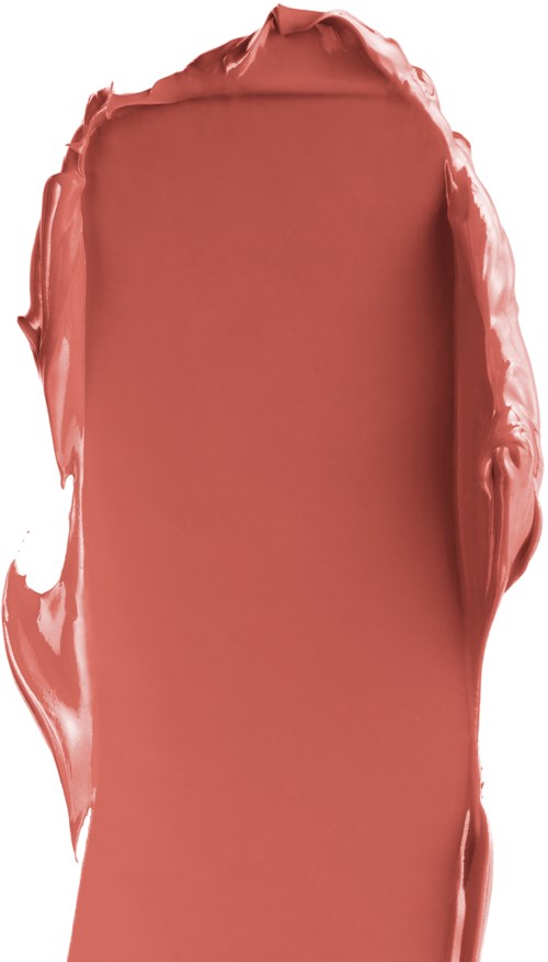 En strykning av rosa-brun makeup eller färg med ojämna kanter och en texturerad yta.
