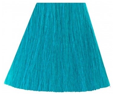 A blue, textured, trapezoid-shaped object that looks like a piece of fabric or material.