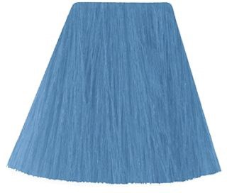 A blue brush with bristles, wider at the bottom and narrow at the top.