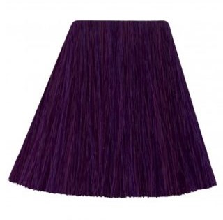 A purple lampshade with a broad, bell shape and fringed edges.