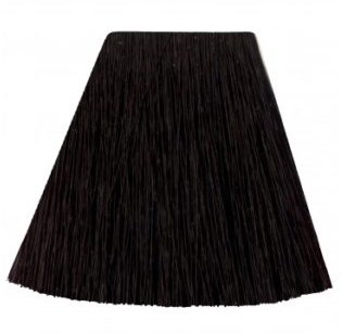A black, rounded trapezoid-shaped object with long, thin strands, possibly a hairstyle or a decorative item.