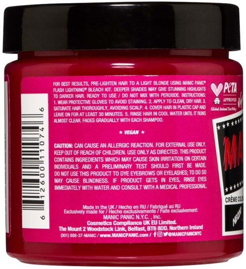 Hair dye cream for blonde hair, with instructions, caution, and company info on the label.