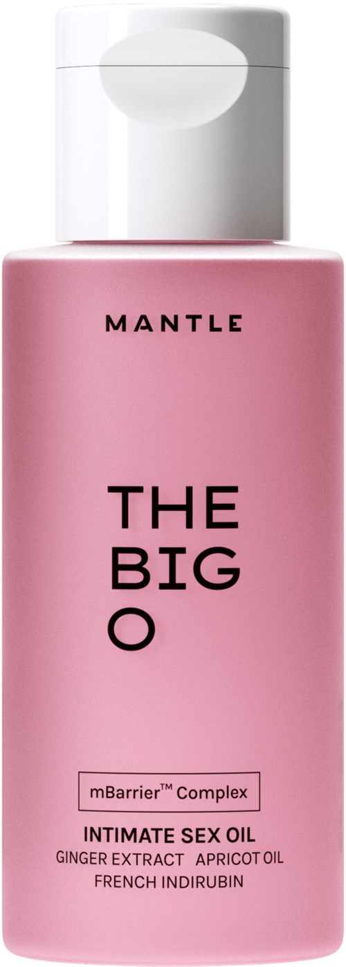 Liten rosa flaska med svart text. Den är en lotion för intim användning, med ingefära och aprikosöl.