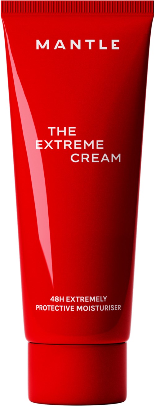 Rote Tube mit der Aufschrift Mantle The Extreme Cream für schützende feuchtigkeitsspendende Hautpflege.