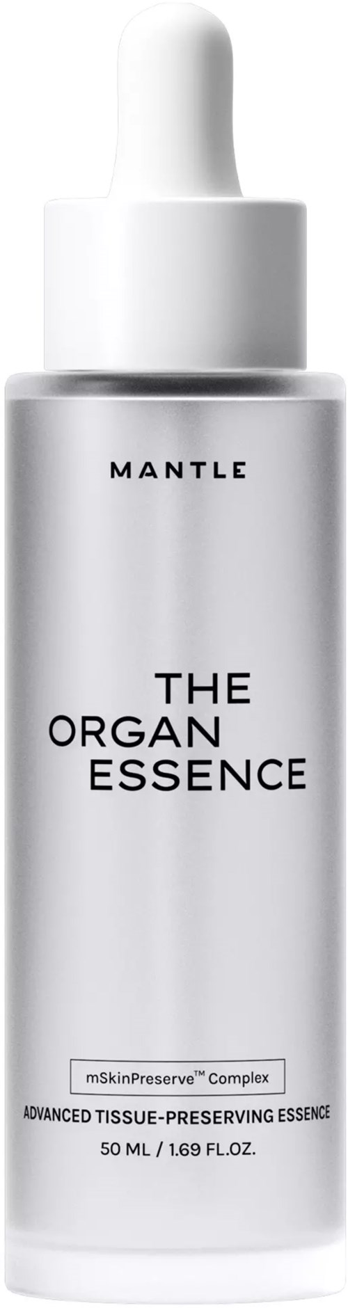 Hautpflege-Serum in weißer Flasche mit Pipette, genannt The Organ Essence von Mantle, 50 ml.