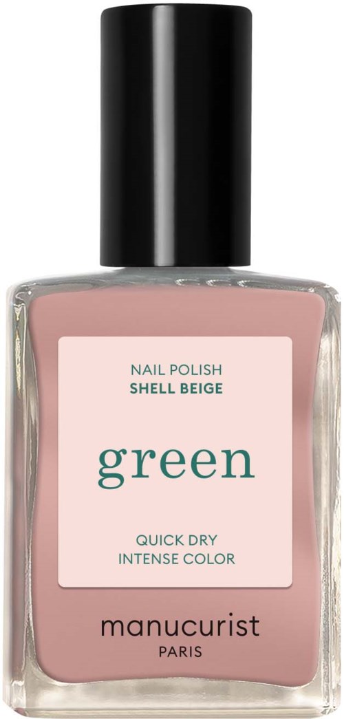 En flaska nagellack i sköldpaddsbets från Manucurist Paris med svart lock.
