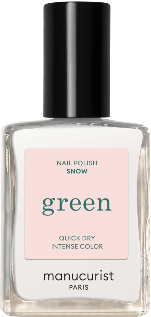 A nail polish bottle with a black cap, pink label, and brand name 'manucurist PARIS' visible.