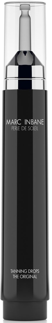 A dark cylindrical bottle with a clear cap, featuring white text and silver accents, standing upright.