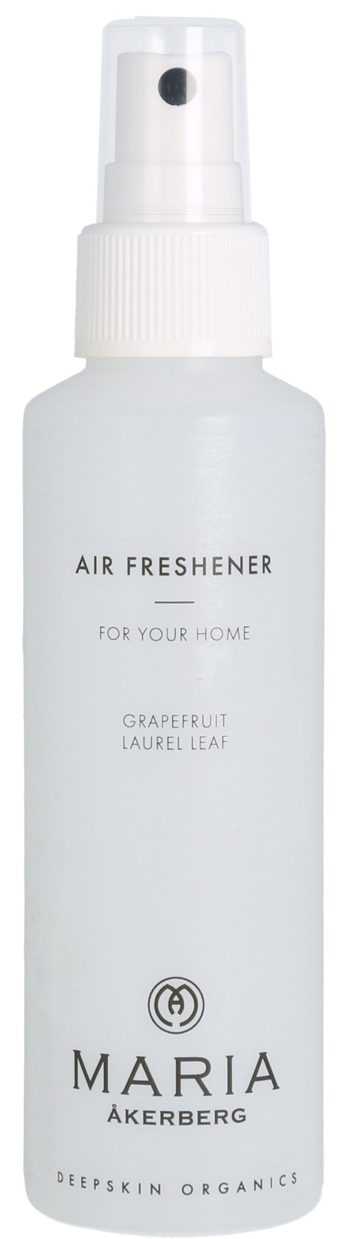 En vit sprayflaska märkt 'Air Freshener' med doften 'Grapefruit Laurel Leaf' av Maria Åkerberg.