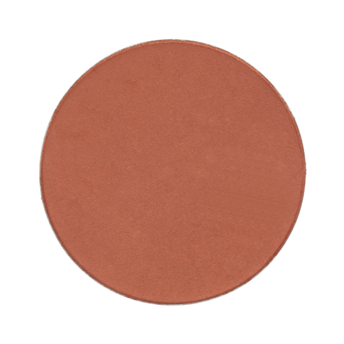  Rundt sminke blush med matt finish og en varm, ferskenbrun farge.