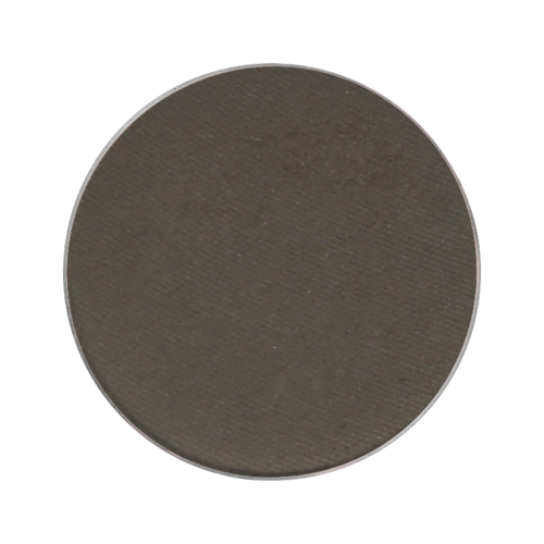 A round, flat brown button with a smooth surface and a shiny edge.