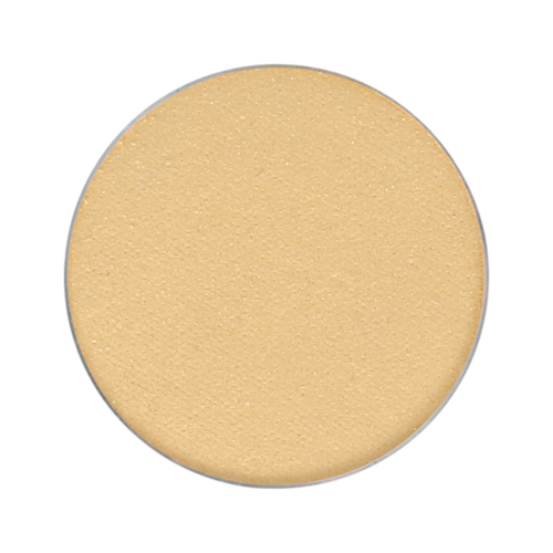 Een ronde beige poederdoek met een witte rand die wordt gebruikt voor make-up aanbrengen.